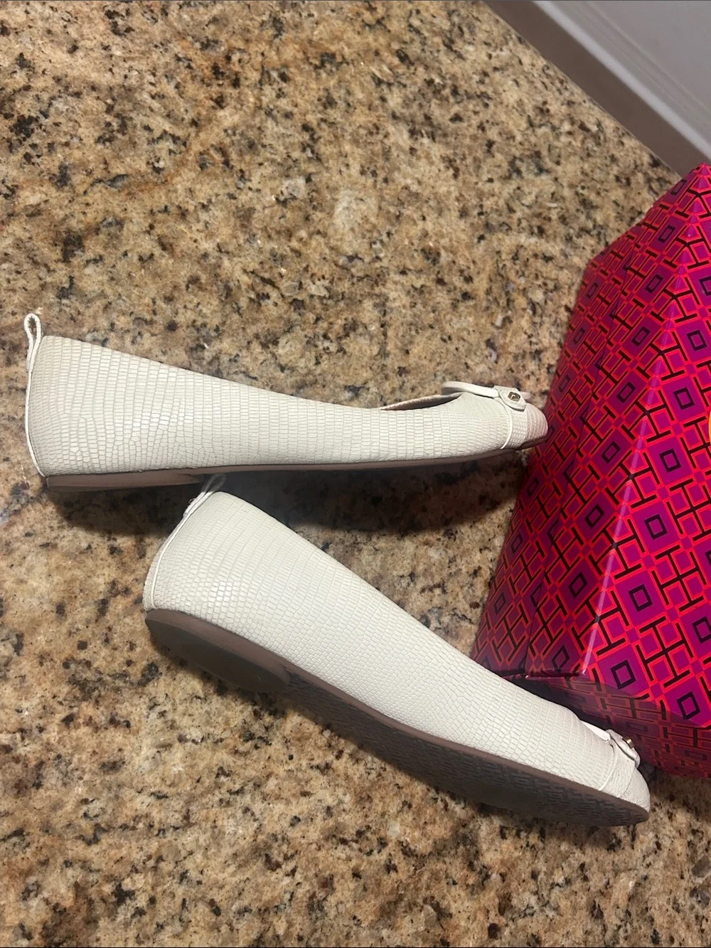 Tory Burch cream leather flats